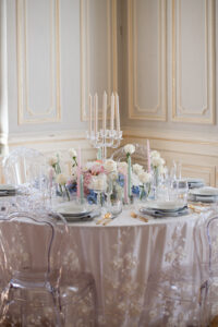 Romantic pastel color Wedding Table Setting Alleesaal Bad Schwalbach Germany - Modern Fairytale Weddings - Exclusive and bespoke weddings - MichelleMarie Weddings - Pia Schmeling - Wedding Planner and Designer - Frankfurt-Rhein-Main-Hesse-Germany
